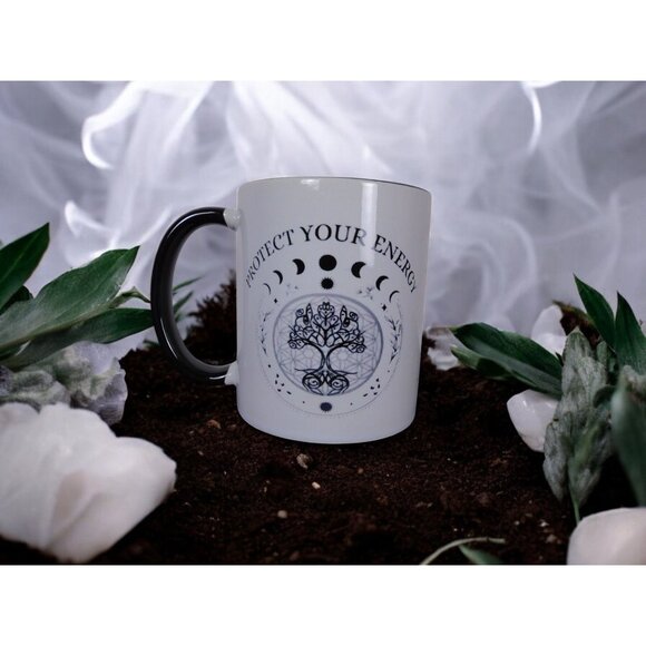 Protect Your Energy Mug Witchy Moon Phases Tree of Life Magical Gift - Picture 6 of 12
